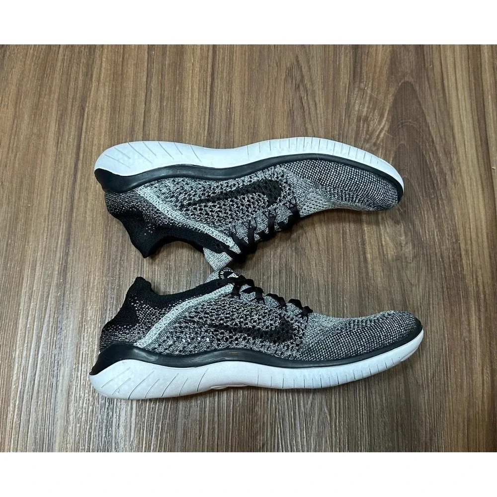 Nike Free RN Flyknit 2018 Oreo Black Running Shoes (942838-101) Men Sz 7.5